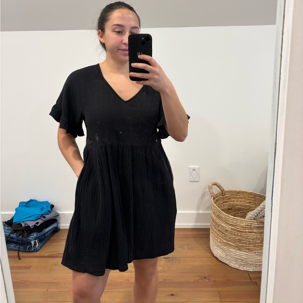 Madewell Black Mini Dress with V-Neck